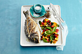 Bream with baked vegetables
