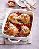 Chicken legs with almond rice stuffing