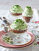 Chocolate cream with mint whipped cream