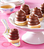 Chocolate dipped mousse towers