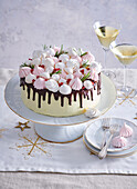 Christmas cake with meringues