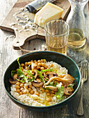 Risotto with mushrooms and chickpeas