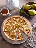 Curd cake with pears