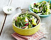 Spring salad with garlic dressing