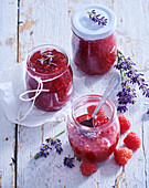 Raspberry jam with lavender and vodka