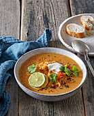 Lentil soup with ginger