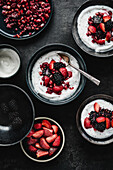 Coconut chia yogurt garnished with berries