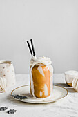 Winter vegan cocktail with peanut butter and coconut milk