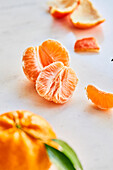 Peeled tangerine pieces