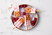Raspberry crumble ice-pops