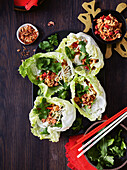 Coconut chicken in Pak Choi bowls for Chinese New Year