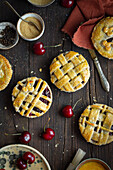 Mini cherry pies with a lattice crust
