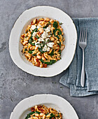 Greek orzo with feta and spinach