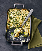 Baked tortellini with parsnips and broccoli casserole