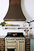 Gas stove with vintage hood