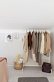 Clothes rack in bedroom