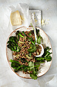 Rye risotto with roasted broccoli