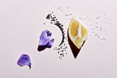 Fragrance notes for perfume (lemon, salt, sesame seeds and flowers)