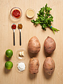 Ingredients for vegan sweet potato patties
