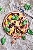 Vegan quinoa-millet pizza
