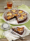 Gluten-free apple and chocolate cake with hazelnuts