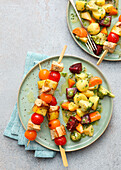 Chicken skewers with potato salad