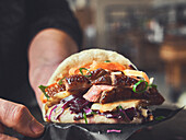 Bao burger with duck