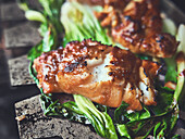 Grilled miso cod on bok choy