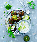 Falafel with a coriander-and-lime dip