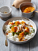 Pumpkin-and-coconut curry on rice