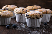 Vegan blueberry muffins dusted with sugar