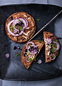 Wholewheat toast baked with a vegan lentil spread