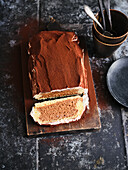 Dark chocolate and black beer mousse cake