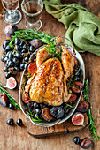 Roasted chicken with autumn fruit