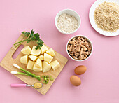 Ingredients for potato fishcakes