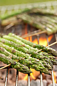 Asparagus spears on barbeque grill