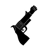 Fist coming out of a gun, illustration