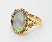 Victorian gold ring set with a single opal