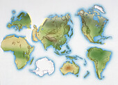 Map of the continents, illustration
