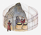Mongol circular tent, illustration