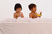 Children in bubble bath