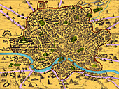 Map of Rome, 16th century