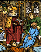 Black death plague victim, medieval funeral