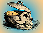 Memento mori, skull clock