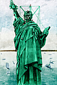 Preparing the Statue of Liberty, 1886