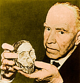 Raymond Dart with Taung Child Skull