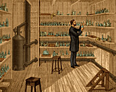 Louis Pasteur in hot room, 1884