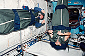 Astronauts sleeping on the ISS