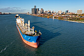 Ships in the Detroit River, Michigan, USA