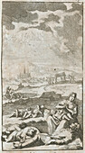 People suffering from the plague, 17th century illustration